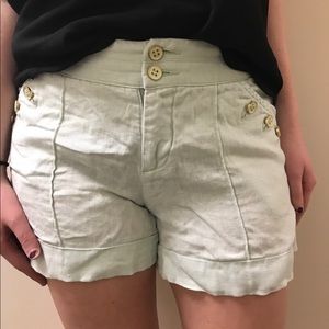 Teal Linen Sailor Shorts